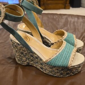 Sam Edelman Amber Espardrille Wedge Sandals Sz 8. Like New